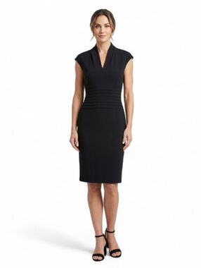 NWT Calvin Klein Black Pintuck Waist Sheath Dress Size 12